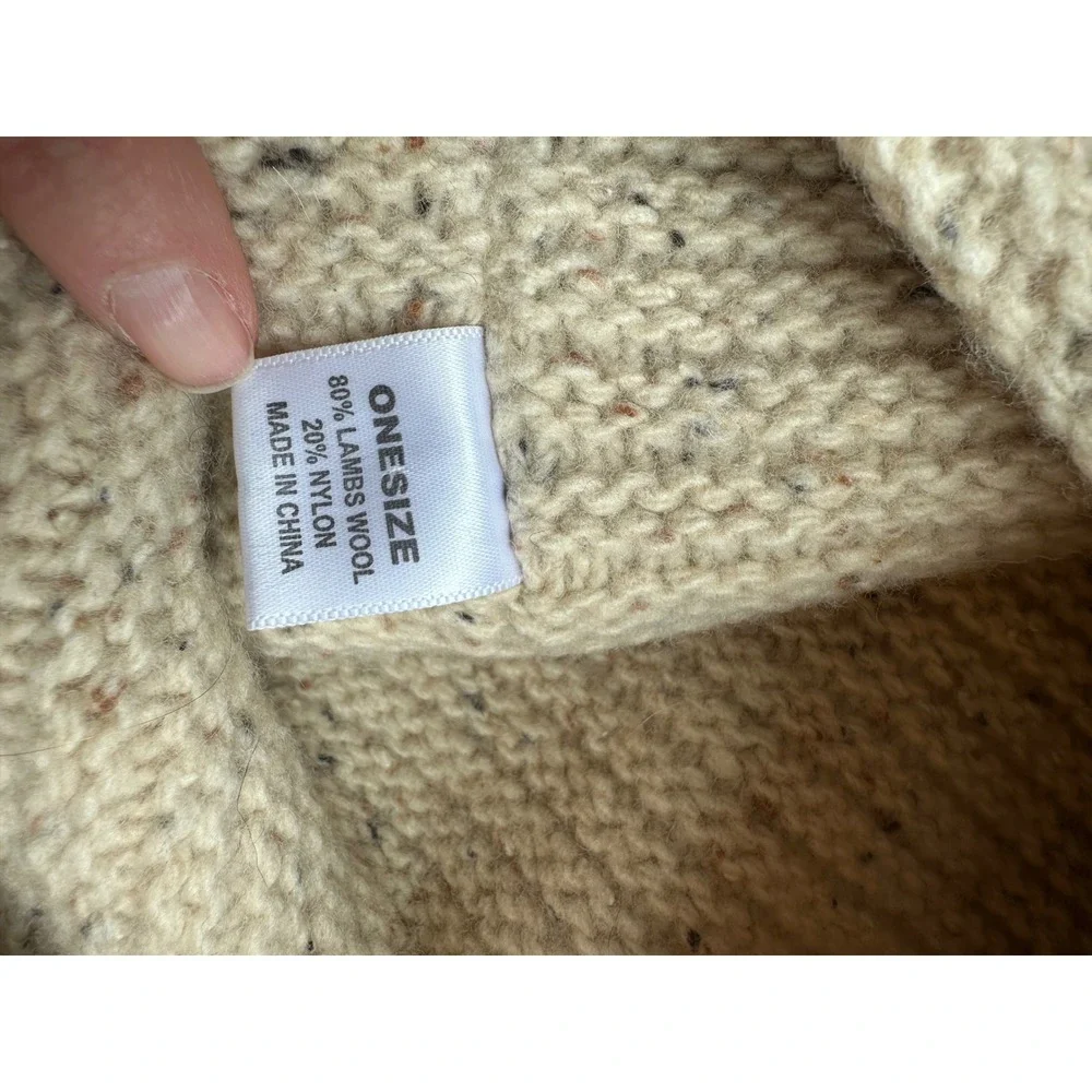 8Unbranded Lambswool Blend Chunky Knit Cowl‎ Scarf Oatmeal Mustard Stripe